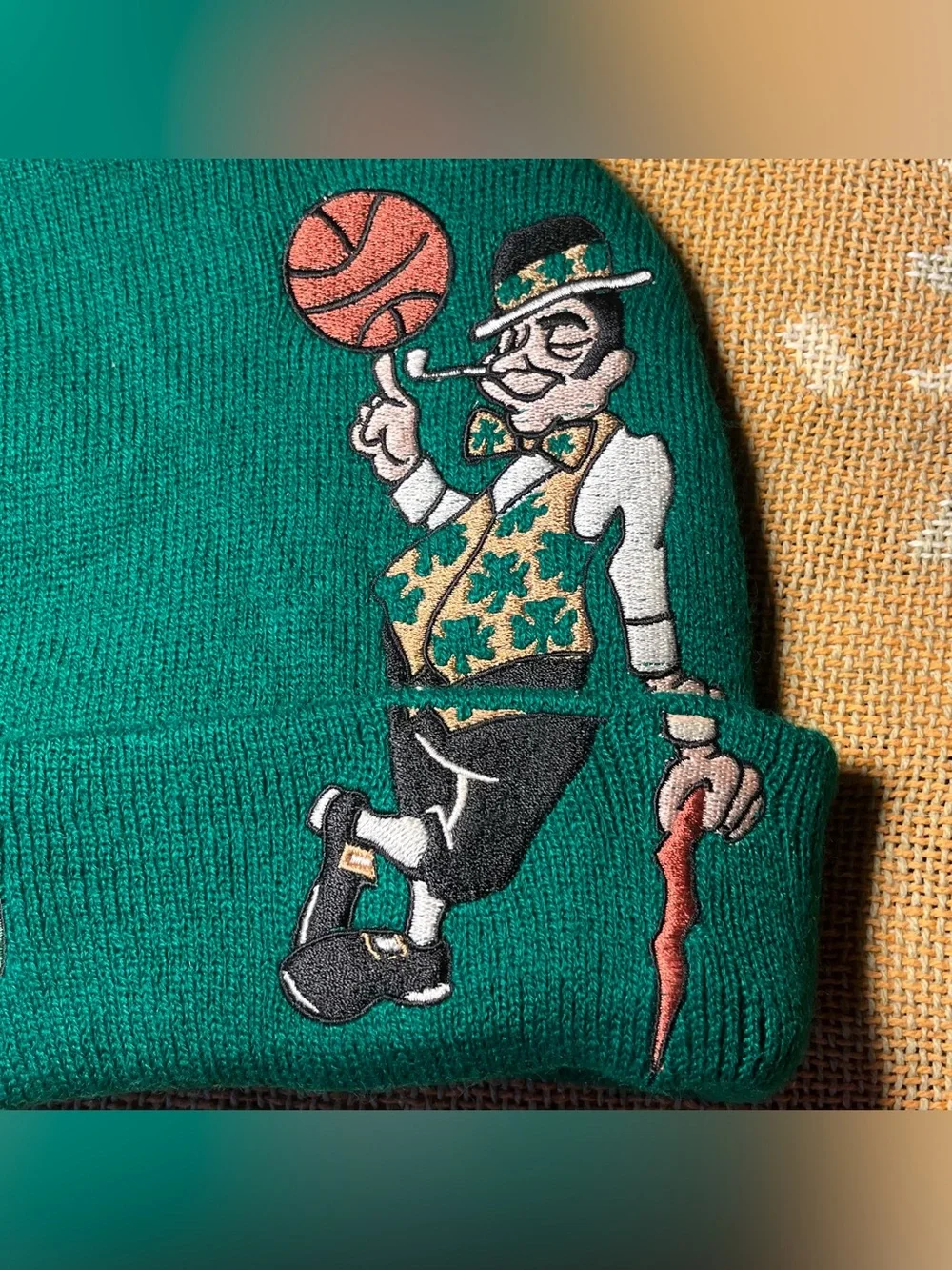 VTG 90s Green Boston Celtics Beanie Lucky The Leprechaun Drew Pearson Youth Size